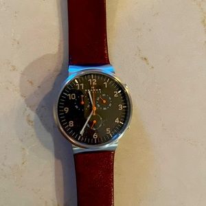 Skagen Men's Blue Chronograph Light Brown Leather Watch